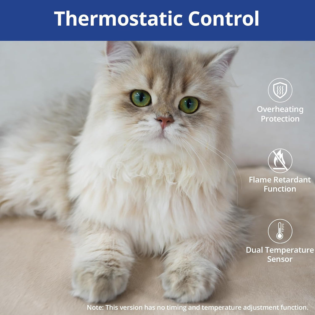 Pet Heating Pad for Dogs and Cats, Heated Cat Bed with Steel-Wrapped Cord and Soft Fleece Cover, 17.7 X 15.7 Inches, 30 Watts