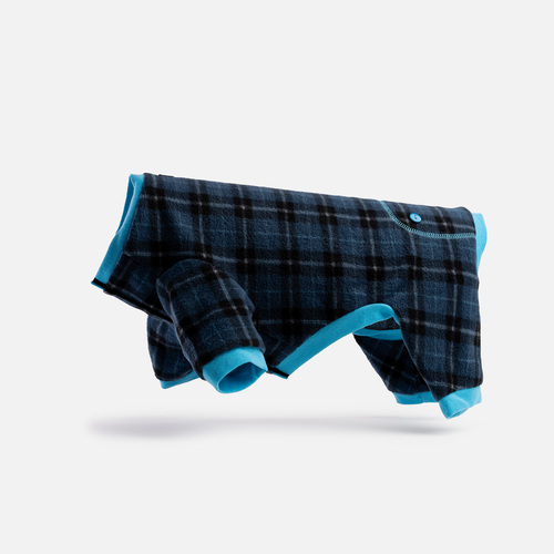 🔵 Blue Plaid Dog Pajamas – Soft & Cozy Pet Onesie for Ultimate Comfort